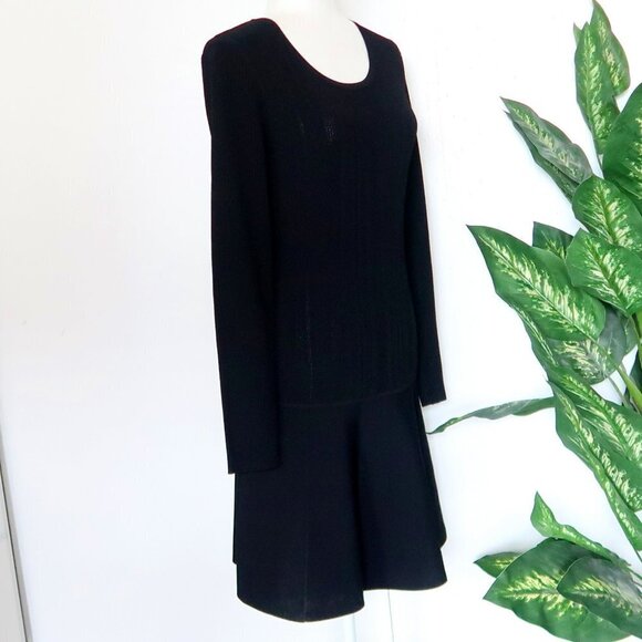 Rag & Bone Isla Black Knit Long Sleeve Fit & Flare Scoop Neck Mini Dress Medium - Picture 7 of 16